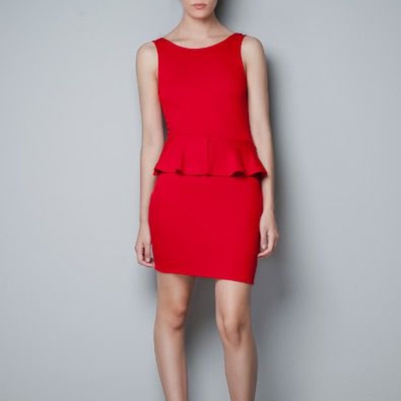 Red Peplum Dress NWOT Size Small - Picture 1 of 6